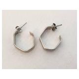 Collection of 4 Pairs of Silver Tone Hoop Earrings