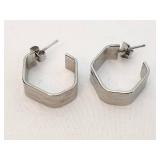 Collection of 4 Pairs of Silver Tone Hoop Earrings