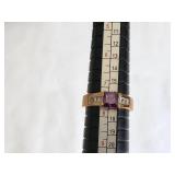Gold Filled or Gold Plated Ring with Amethyst and Clear Stones