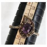 Purple Gemstone Ring with Intricate Setting