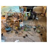 Collection of Garden Decor: Metal Sculptures and Solar Lanterns