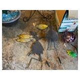 Collection of Garden Decor: Metal Sculptures and Solar Lanterns