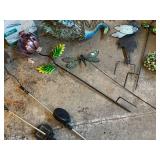 Collection of Garden Decor: Metal Sculptures and Solar Lanterns