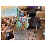 Collection of Garden Decor: Metal Sculptures and Solar Lanterns