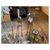 Collection of Garden Decor: Metal Sculptures and Solar Lanterns