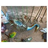 Collection of Garden Decor: Metal Sculptures and Solar Lanterns