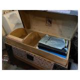 Antique Wooden Steamer Trunk with Floral Pattern