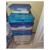 Collection of Arts and Crafts Supplies in Storage Tubs