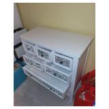 White 7-Drawer Dresser with Silver Glitter Accents