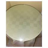 Round Glass-Top Accent Table with Fabric Cover