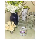Assorted Decorative Vases and Artificial Floral Arrangement Set