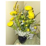 Assorted Decorative Vases and Artificial Floral Arrangement Set