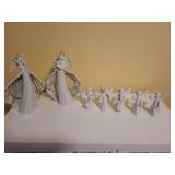 Set of 7 White Ceramic Angel Figurines