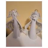 Set of 7 White Ceramic Angel Figurines