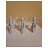 Set of 7 White Ceramic Angel Figurines