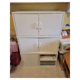 White Metal Storage Cabinet with 4 Doors