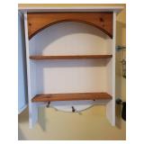 Wall-Mounted Wooden Shelf with Hooks