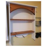 Wall-Mounted Wooden Shelf with Hooks