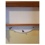 Wall-Mounted Wooden Shelf with Hooks