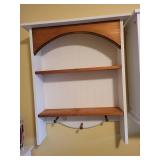 Wall-Mounted Wooden Shelf with Arched Design and Hooks