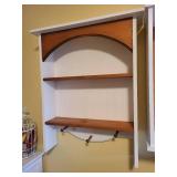 Wall-Mounted Wooden Shelf with Arched Design and Hooks