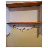 Wall-Mounted Wooden Shelf with Arched Design and Hooks