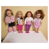 Set of 4 Stylish 18-Inch Dolls with Assorted Outfits