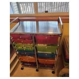 Rolling Storage Drawer Cart with Assorted Craft Supplies