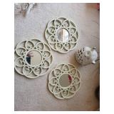 Set of Home Decor: Artificial Floral Arrangements and Decorative Mirrors