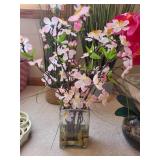 Set of Home Decor: Artificial Floral Arrangements and Decorative Mirrors