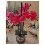 Set of Home Decor: Artificial Floral Arrangements and Decorative Mirrors