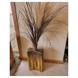 Decorative Accent Set with Candles, Vase with Pampas Grass, and Vintage Style Finial