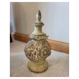 Decorative Accent Set with Candles, Vase with Pampas Grass, and Vintage Style Finial