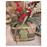 Decorative Lot: Floral Arrangements, Candle Holders, and Heart Ornament