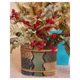 Decorative Lot: Floral Arrangements, Candle Holders, and Heart Ornament