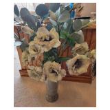 Set of 2 Decorative Lanterns, Vintage Candle Holder, and Floral Arrangement