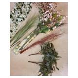 Collection of Artificial Floral Arrangements and Craft Supplies
