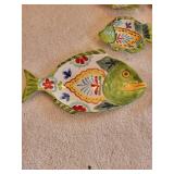 Set of 7 Colorful Ceramic Fish-Shaped Serving Dishes