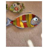 Set of 7 Colorful Ceramic Fish-Shaped Serving Dishes