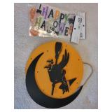 Halloween Decoration Set with Witch Plaque, Figurines, and Accessories