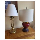 Set of 2 Table Lamps with Brass and Ceramic Bases