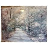 Framed Artwork of Serene Forest Path with Wooden Frame