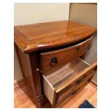 Vintage Wooden 3-Drawer Nightstand with Brass Handles