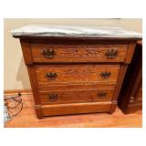 Antique Oak Chest of Drawers with Marble Top