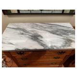 Antique Oak Chest of Drawers with Marble Top
