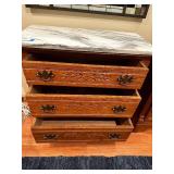 Antique Oak Chest of Drawers with Marble Top