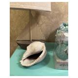 Nautical Decor Set with Lamp, Sea Shell, Ocean Mist Reed Diffuser, and Faux Hydrangeas