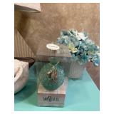 Nautical Decor Set with Lamp, Sea Shell, Ocean Mist Reed Diffuser, and Faux Hydrangeas