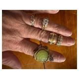 Collection of 5 Assorted Rings Including Gemstone and Diamond Designs