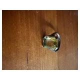 Vintage Emerald Cut Green Stone Ring Set in Sterling Silver